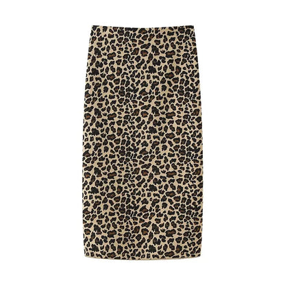 vzyzv -  Fashion Skirts Sets for Women Sleeveless Streetwear Vintage Two Piece Slim Leopard Print 2024 New Spring Summer Skirts Sets