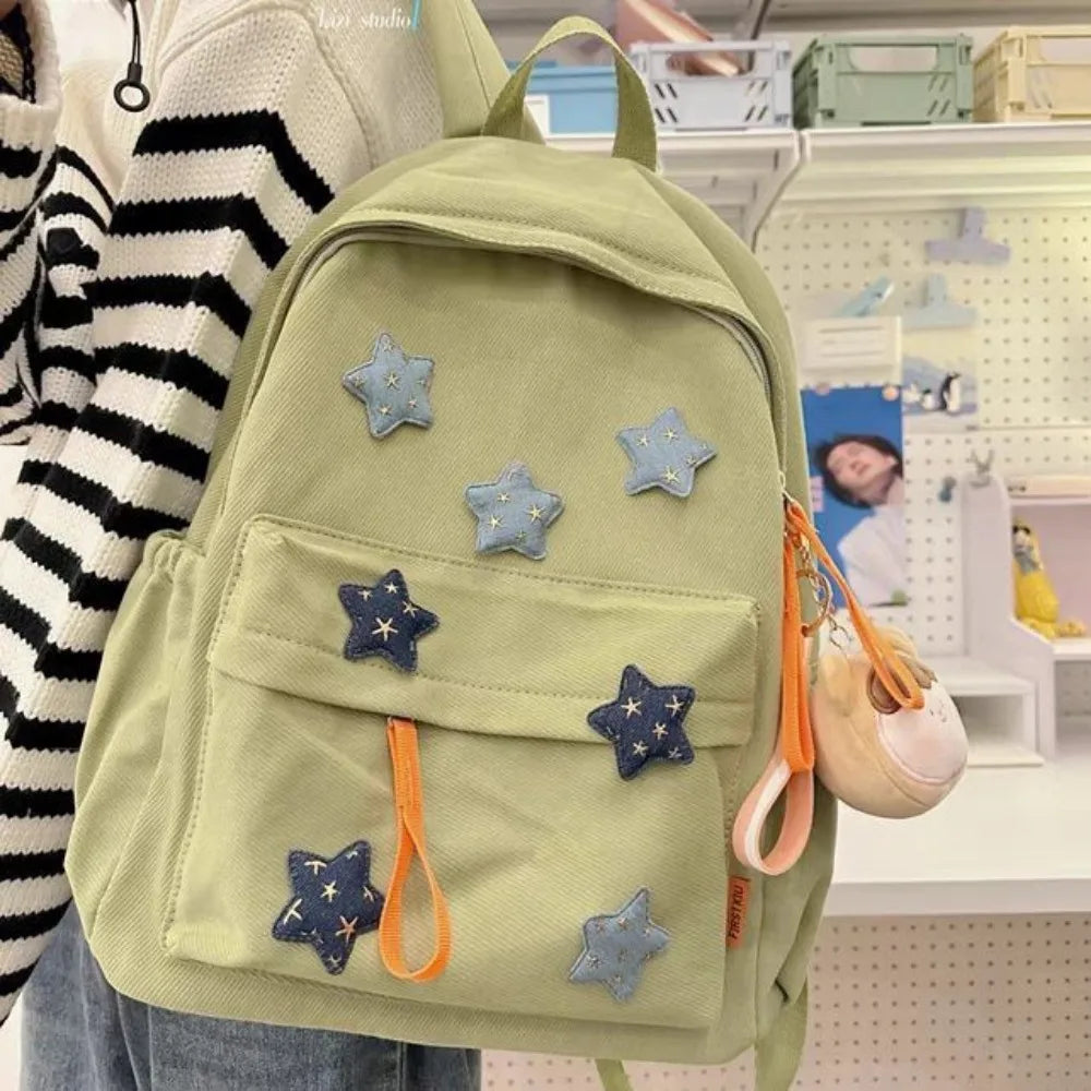 vzyzv  -  Japanese Cute Girl Star Patchwork Aesthetic Backpack Y2k All Match Canvas School Backpack for College Students Girl Mochilas