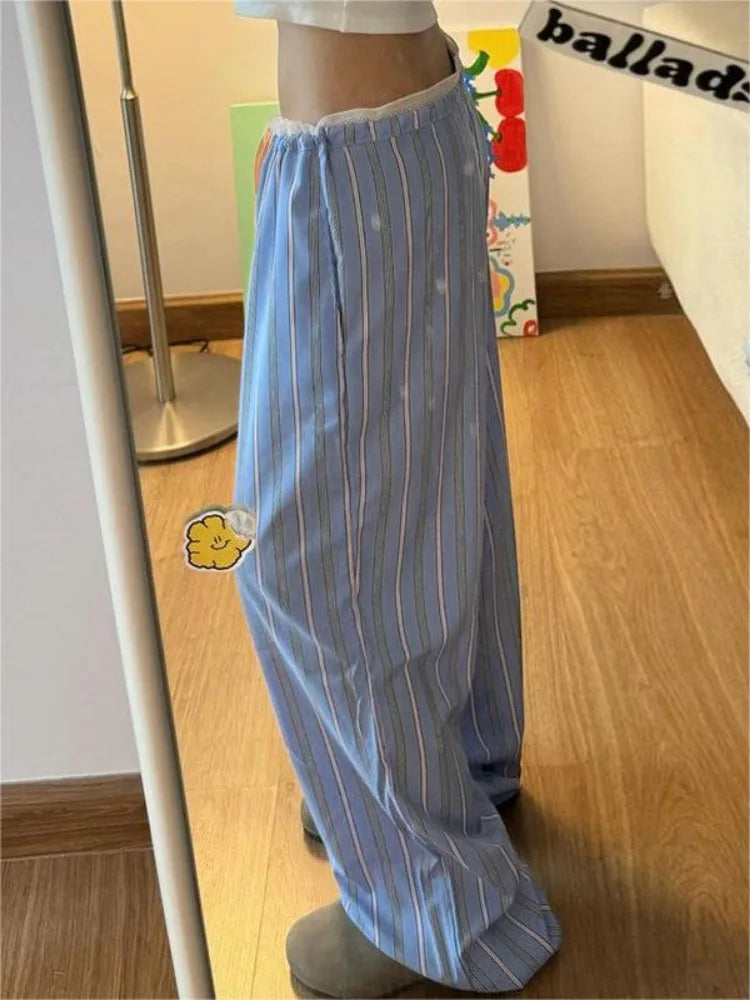 vzyzv -  Y2k Vintage Striped Sports Sweatpants Baggy Woman Korean Style Jogger Trousers Japanese Harajuku Streetwear Gyaru Summer