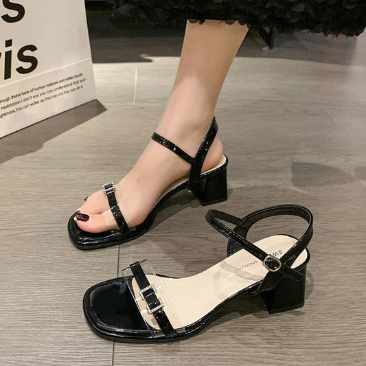 vzyzv -  Female Sandal Summer Comfort Shoes for Women Open Toe Espadrilles Platform Clear Heels Buckle Strap Med Girls Peep High Bei