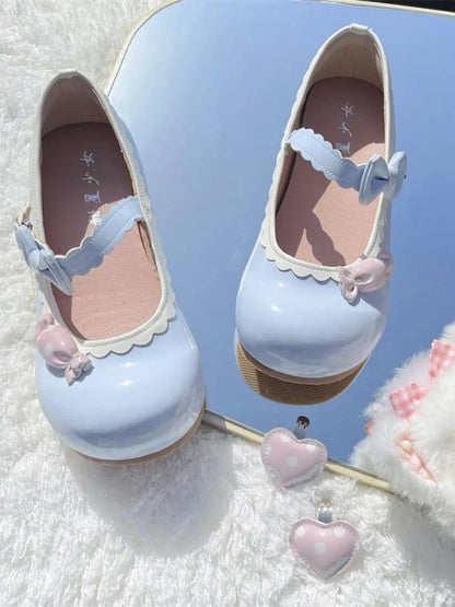 nvxiot  -  Japanese Kawaii Mary Janes Shoes Women Heart-shaped Sweet Lolita Flats Shoes Ladies Shallow Bow Chic Casual Shoes 2024 Summer