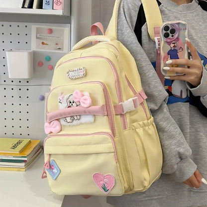 vzyzv  -  Autumn Japanese Teenage Grils Backpack High-capacity Cute Cartoon School Bag Canvas Preppy Style Rucksack Bolsos Mujer