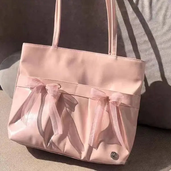 vzyzv  -  Korean Niche Design Bow Large Capacity Commuting Shoulder Bag for Women 2024 New Fashionable Tote Underarm Bags