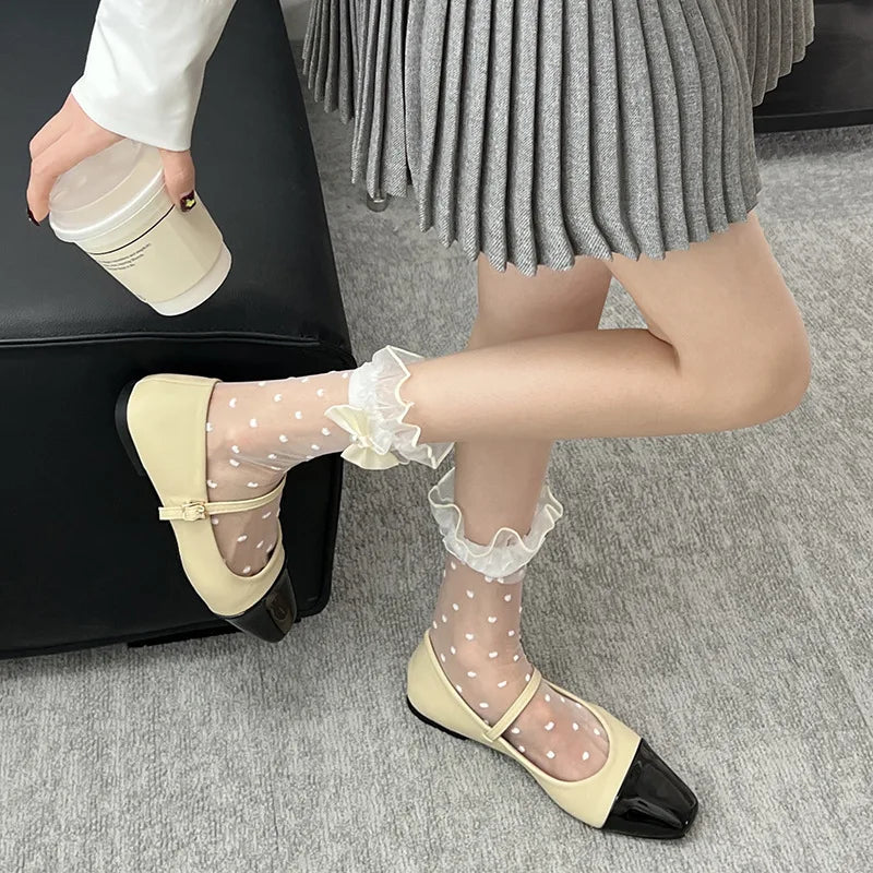 vzyzv  -  Retro Simple Square Head Low Heel Mary Jane Shoes for Ladies Spring Autumn Comfortable Lovely Heels Shoes for Women