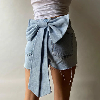 vzyzv -  Sexy Hot Girl Big Bow Denim Shorts For Women Slim Fit High Waisted Fashion Patchwork Shorts Female Summer New Y2K Clothes