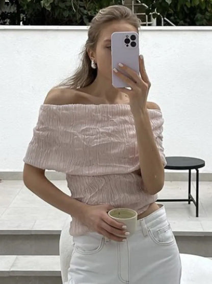 vzyzv -  Off Shoulder Strapless Tops Women 2024 Summer New Elegant Simple Sleeveless Tank Tops Sweet Fashion Thin Knitted Camis Female