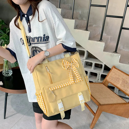 vzyzv  -   Fashion Kawaii Cute Bow Plaid Underarm Bag Casual Simple Japanese Chic Crossbody Bags Sweet Women  Y2k Shoulder Handbags