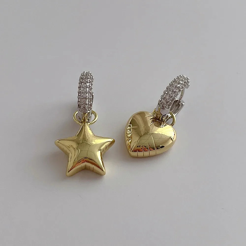 vzyzv  -  Fairy Temperament Sweet French Vintage Luxury Zircon Ear Stud Women Earrings Korean Style Earrings Star Pendant