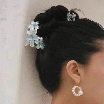 vzyzv -  Summer Candy Color Flower Hair Claw Acrylic Gradient Flower Non-slip Hair Clip for Women Girls Beach Vacation Ponytail Hairpins