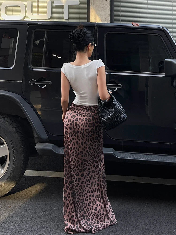 vzyzv -  Sexy Leopard Print Half Length Skirt For Women's Summer New High Waist Slim Fashion Long Skirts Sweet Korean Women 2024 New 7KN