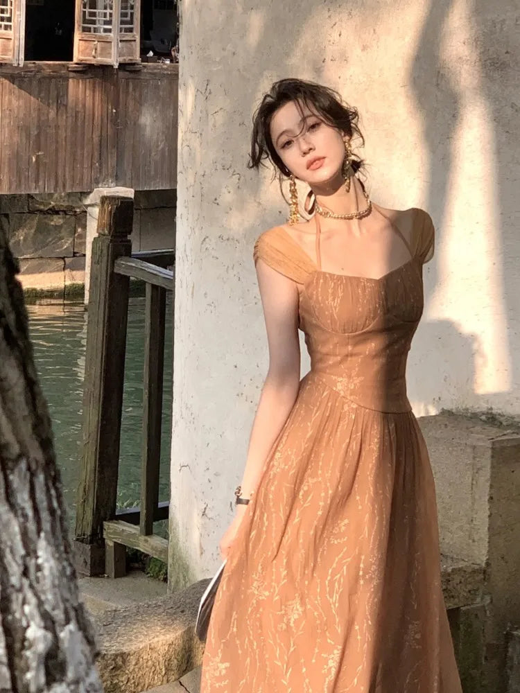 vzyzv  -  Vintage Midi Dress For Women Summer New Elegant Prom Evening Party Vestidos Fashion Female Clothing Office Ladies Dresses