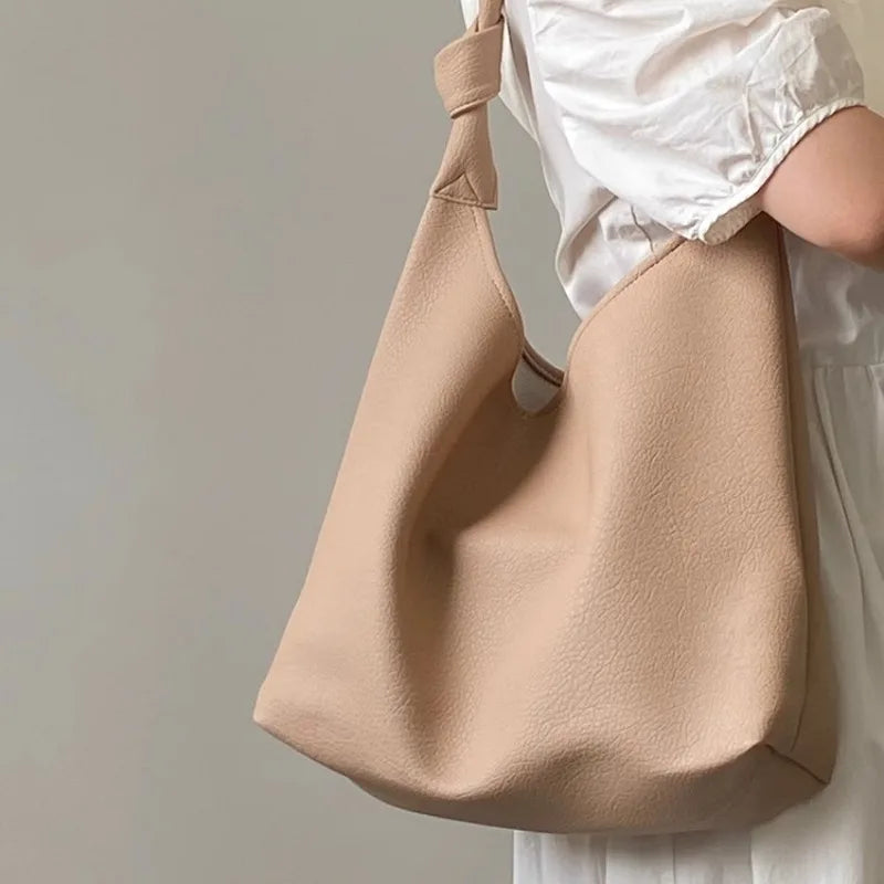 vzyzv  -  Korean Fashion Womens Shoulder Bag Apricot Elegant Gentle Summer Large Capacity Leather Tote Bag Casual Daily New Handbag