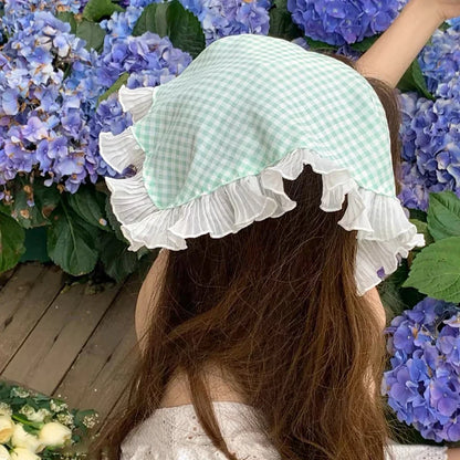 vzyzv -  French Sweet Lace Headscarf Hair Band Women Korean Vintage Headscarf Triangle Scarf Summer Street Elegant Girl Headband