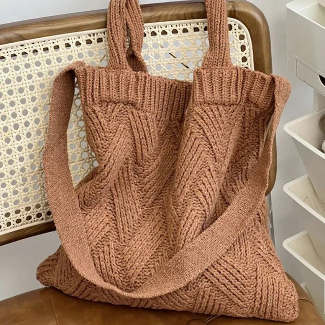 vzyzv  -  Grunge Vintage Knitted Solid Shoulder Bag Simple All Match Y2k Aesthetic Tote  Japanese Cute High-capacity Crossbody Handbags