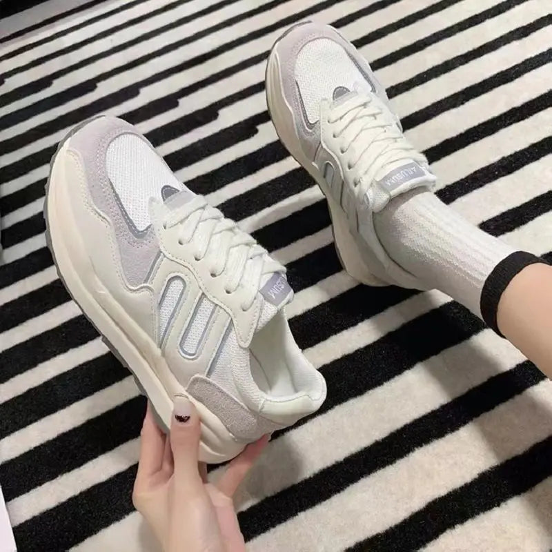 vzyzv  -  New Retro Women's Shoes White Shoes Women's Mesh Leisure Dad Shoes Thick Soles Versatile Womens Shoes