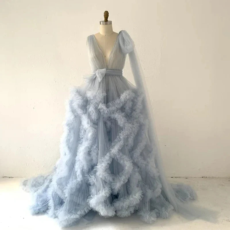 nvxiot  -  Blue Tulle Maternity Dress for Photo Shoot/Plus Size Maternity Gown/Baby Shower Dress/Photography Dress