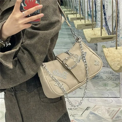 vzyzv  -  Retro Y2K Japanese Genjuku Wind Butterflies Stars Large Capacity Handbag Shoulder Bag Women's Handbag Purses Tote Bag