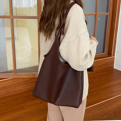 vzyzv  -  Korean Elegant All Match Ins Women Handbags High-capacity Soft Leather Shoulder Bags Casual Solid Fashion Chic Underarm Bag Y2k