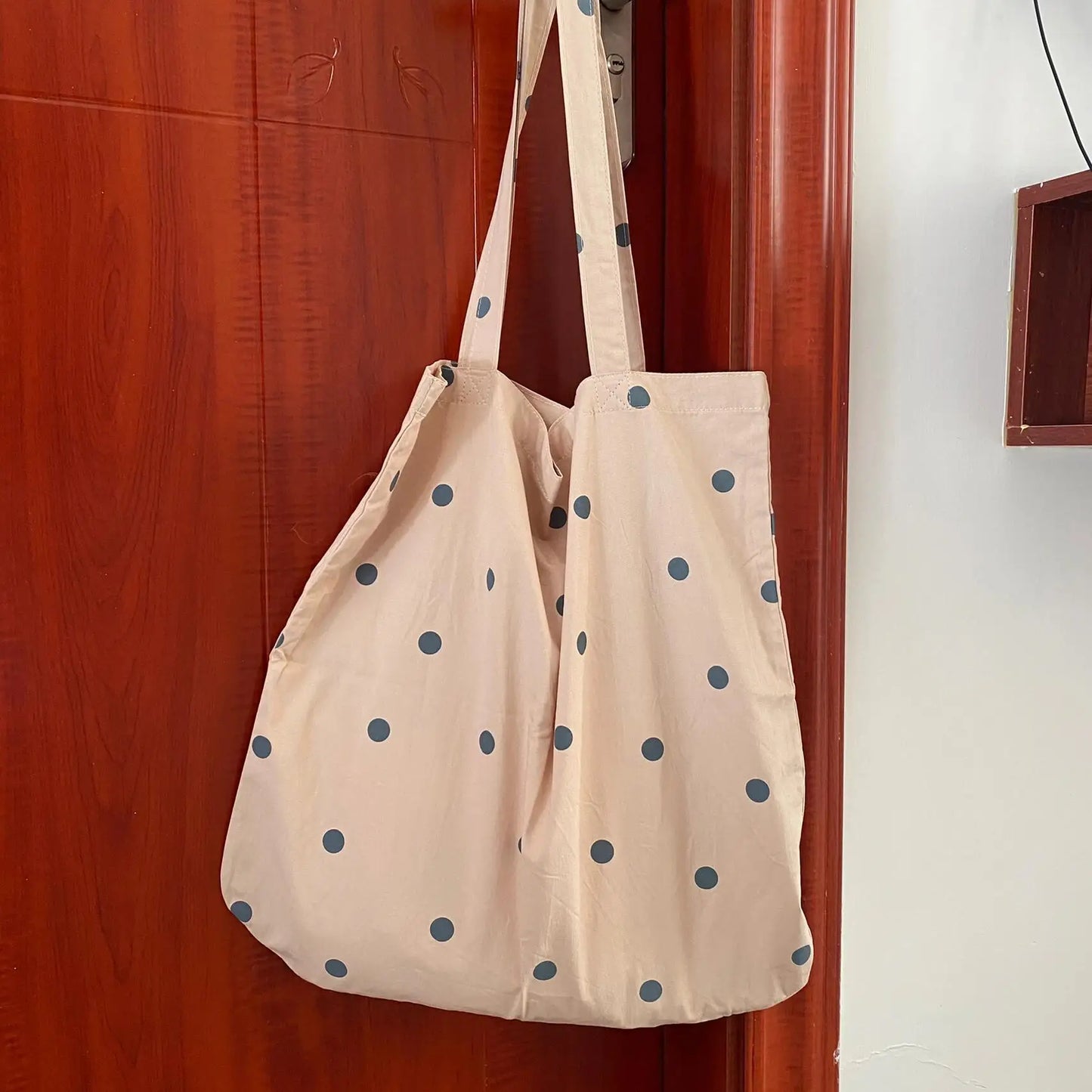 vzyzv  -  New Niche Fashion Casual Instagram Polka Dot Canvas Bag Korean Versatile Large Capacity Single Shoulder Tote Bags