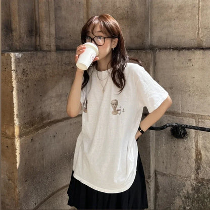 vzyzv  -  Women's Clothing Summer T-shirt Printing Loose Fitting Leisure Short Sleeved Korean Style Tops Thin Style Female Y2k Top Fashion