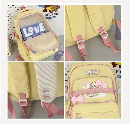 vzyzv  -  Autumn Japanese Teenage Grils Backpack High-capacity Cute Cartoon School Bag Canvas Preppy Style Rucksack Bolsos Mujer