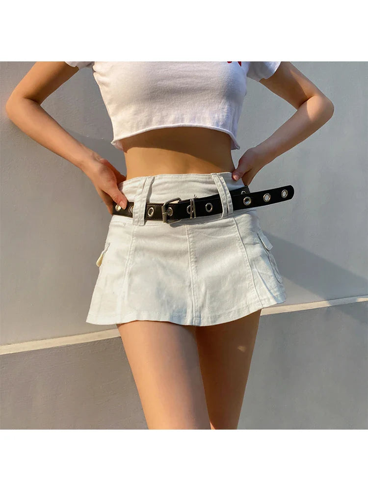 vzyzv  -  Summer Women Korean Fashion High Waist Mini Cargo Skirt Cutecore Gyaru Harajuku 2000s Coquette Cyber Punk Y2k Streetwear Tide