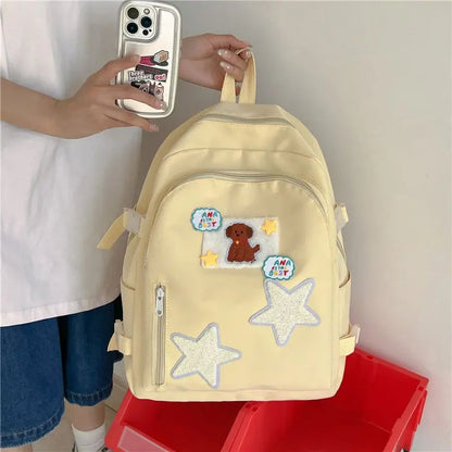 vzyzv  -  Japanese Cartoon Dog Star Patchwork Backpack Korean Y2k Cute High-capacity Sweet Girl Schoolbag Fahion Mochilas Para Mujer