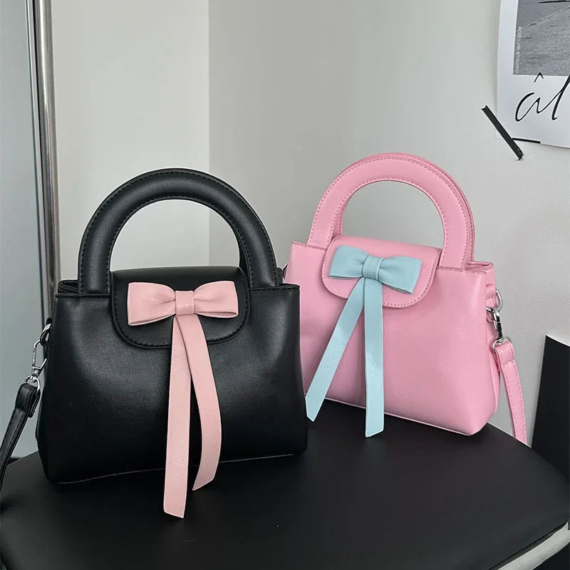 vzyzv  -  Korean Kawaii Bow Mini Square Bag Y2k Aesthetic Elegant Sweet Chic Crossbody Top-Handle Bags Fairy Fashion Purses and Handbags