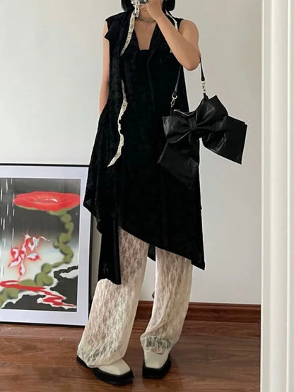 vzyzv  -  Vintage Y2k Lace Pants Youthful Woman Coquette Elegant Korean Fashion Trousers Japanese 2000s Style  Aesthetic Summer