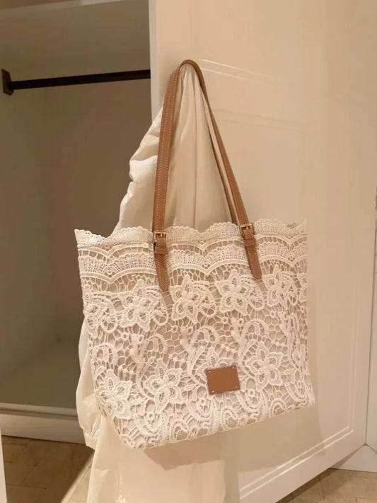 vzyzv  -  Korean Niche Design New Lace Tote Bag Large Capacity Fashion Versatile Single Shoulder Commuting Bags for Women