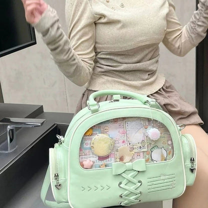 vzyzv  -  Transparent Kawaii Cute Bow Shoulder Bags Luxury Design Y2k Fashion Ita Bag Casual Sweet Women Ins All Match Purses and Handbags