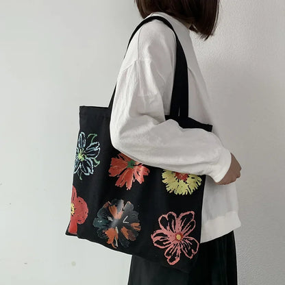 vzyzv  -  Y2k Harajuku Flower Print Women's Handbags High-capacity Preppy Chic Underarm Bag Fashion Sweet Simple Shoulder Tote Bags Korean