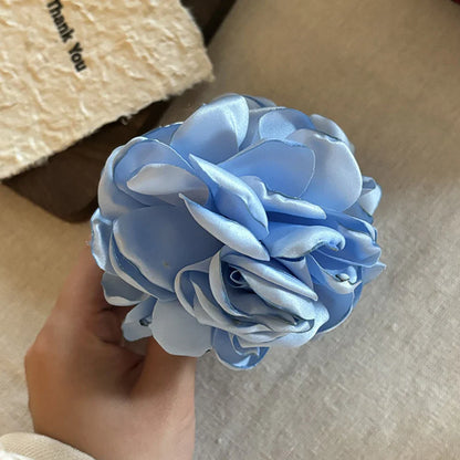 vzyzv -  Fashion Boho Satin Rose Flower Large Hair Claw Clip For Women Spring Summer Beach Trendy Design Korean Colored Hairpin Headdress