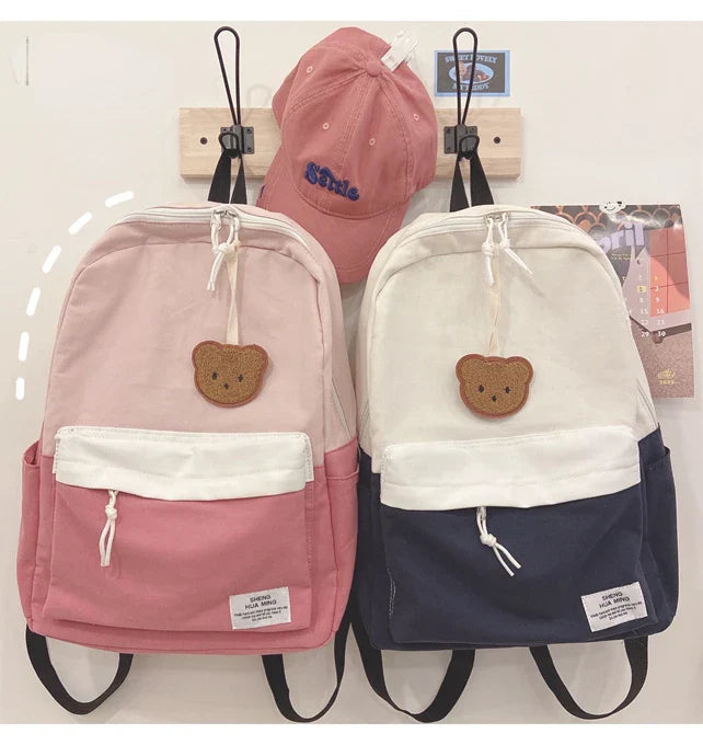 vzyzv  -  Women Korean Harajuku Students Backpack Simple Contrast Color Patchwork Casual Backpacks Kawaii All Match Girls Y2k Schoolbags