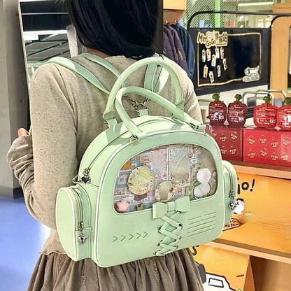 vzyzv  -  Transparent Kawaii Cute Bow Shoulder Bags Luxury Design Y2k Fashion Ita Bag Casual Sweet Women Ins All Match Purses and Handbags