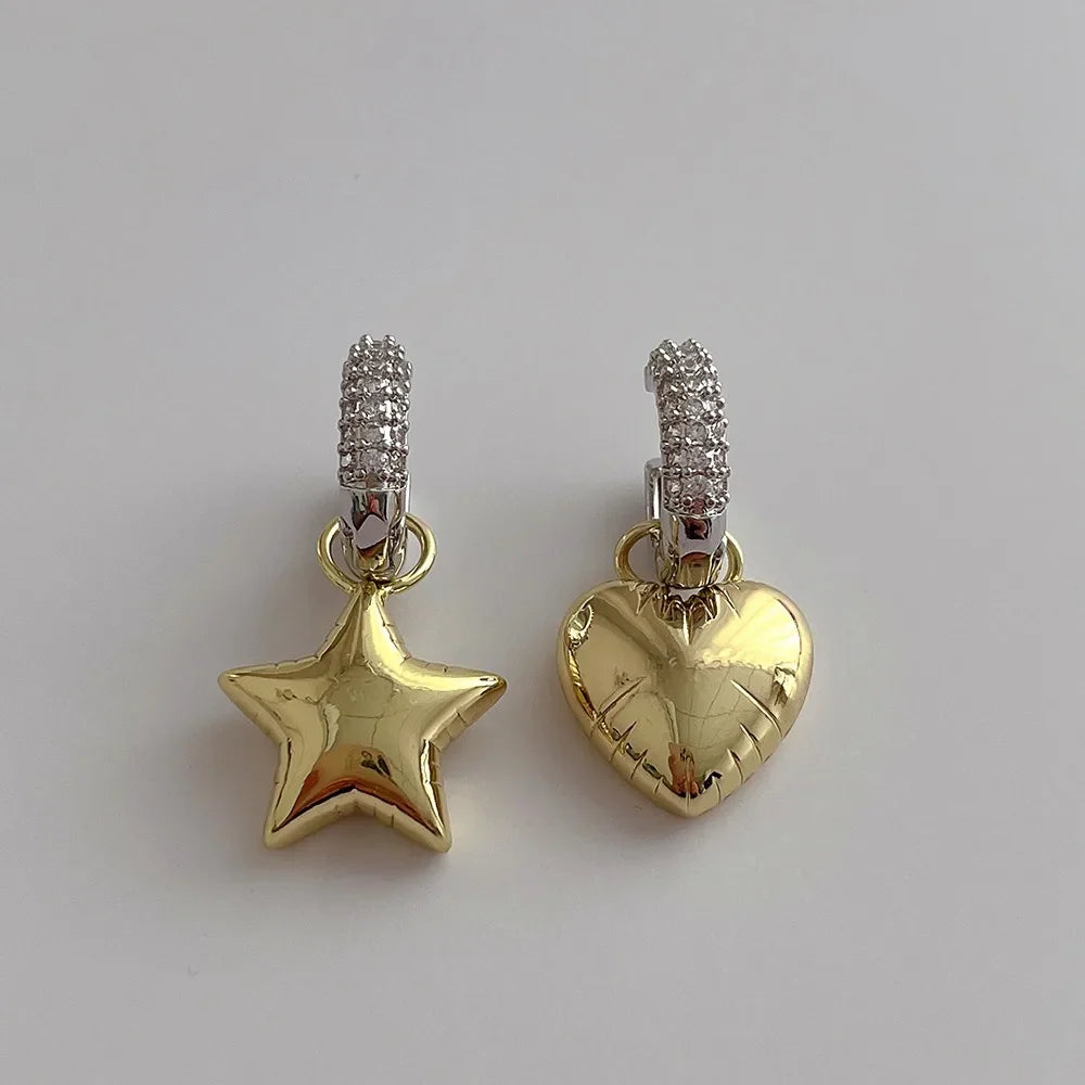 vzyzv  -  Fairy Temperament Sweet French Vintage Luxury Zircon Ear Stud Women Earrings Korean Style Earrings Star Pendant