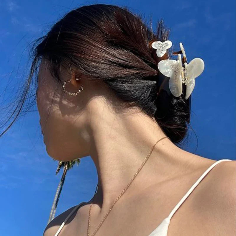 vzyzv  -  Hairclip Temperament Acetic Acid Butterfly Orchid Large Shark Clip Headdress Fashionable Niche Korean Hairpin Cute Accessories