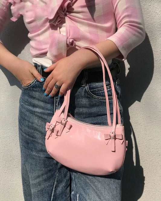 vzyzv  -  Y2k Aesthetic Elegant Chic Bow Women's Handbags Fashion Office Lady Shoulder Bags Japanese Casual All Match Underarm Bag Trendy