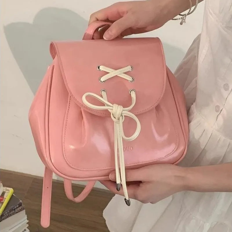 vzyzv  -  Pink Backpacks for Women Korean Style  New Fashion Small Leather Backpack Sweet Cute Casual Luxury Designer Female Bag