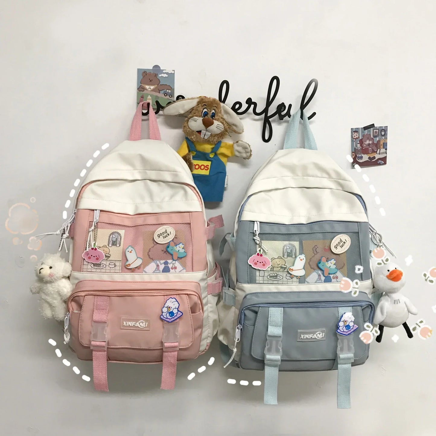 vzyzv  -  High School Girls Backpack Waterproof Multi Pockets For Teenage Harajuku Kawaii Black Women Cute Mochila School Bags