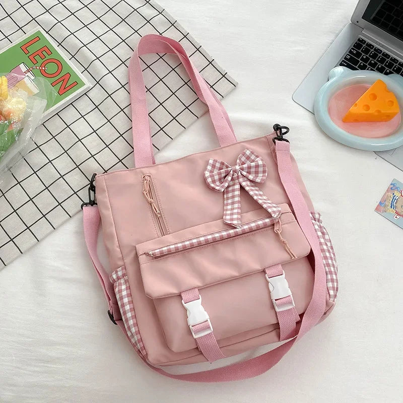 vzyzv  -   Fashion Kawaii Cute Bow Plaid Underarm Bag Casual Simple Japanese Chic Crossbody Bags Sweet Women  Y2k Shoulder Handbags