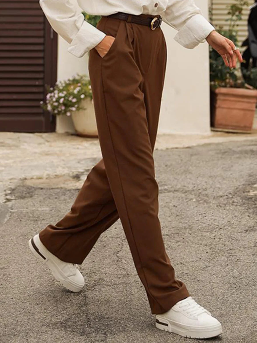 vzyzv  -  Suit Pants For Women Wide Leg Pants Elegant Ladies Work Clothes Business Pants Tailored Women Trousers Pantalon Sastre Mujer