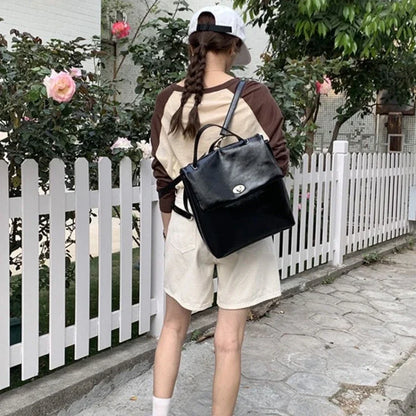 vzyzv  -  Korean Simple Trendy Solid Schoolbags Y2k Aesthetic High-capacity Fashion Women Handbags Casual All Match Backpack for Students