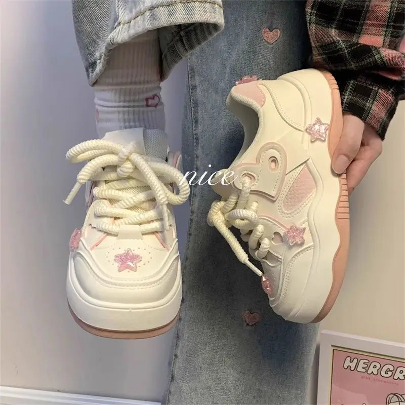 vzyzv -  Kawaii Pink Women Shoes Platform Female Sneakers Skateboard Tennis Flats Spring Summer 2024 Casual Basket Korean Vulcanize