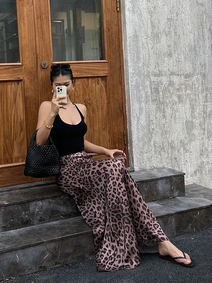 vzyzv -  Sexy Leopard Print Half Length Skirt For Women's Summer New High Waist Slim Fashion Long Skirts Sweet Korean Women 2024 New 7KN