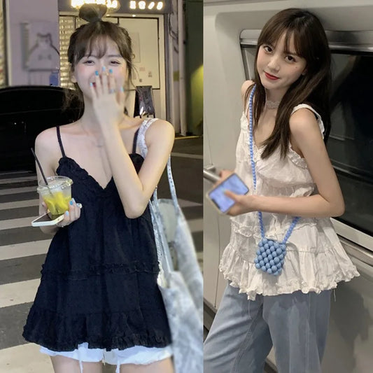 vzyzv  -  Women's Camisole  Tank Tops Korean Style Sweet Casual Spaghetti Straps Vest