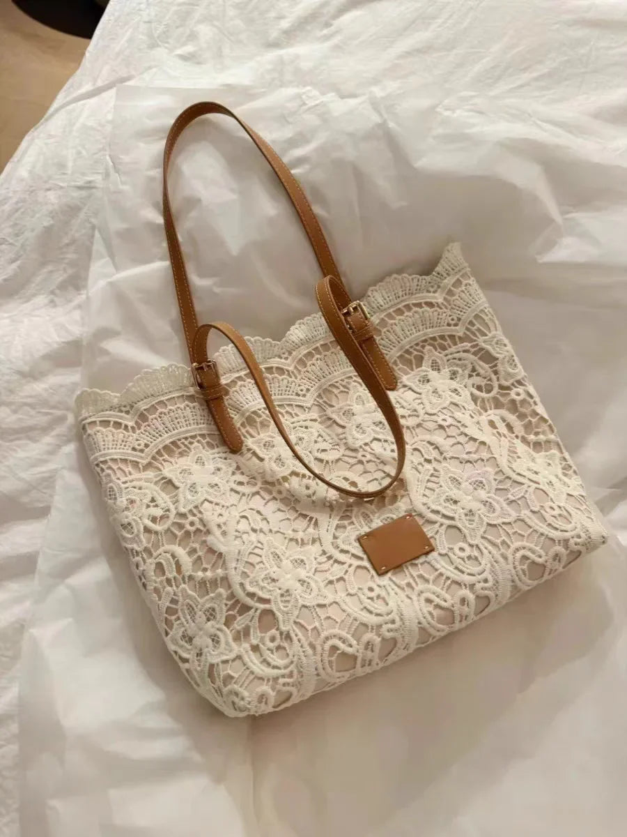 vzyzv  -  Korean Niche Design New Lace Tote Bag Large Capacity Fashion Versatile Single Shoulder Commuting Bags for Women