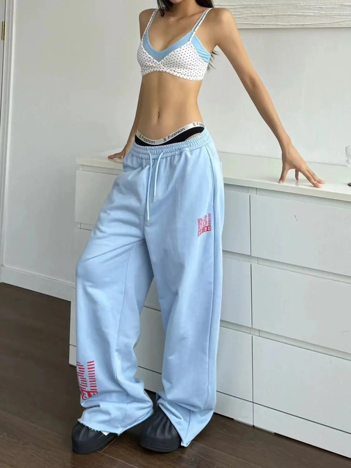 TAVIMART  -  Sports Pants Letter Printed Female 2024 New Summer American Street Dance Jazz Hip-Hop Loose Casual Pants