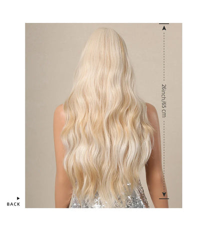 vzyzv  -  European and American white gold Barbie style big wave long curly hair fluffy shaved wig full set