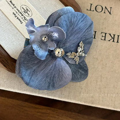 vzyzv  -  Blue Heavy Industry Retro Phalaenopsis Pearl Barrettes Exaggerated Special-Interest Design Bang Side Clip Hairpin Hair Ornaments